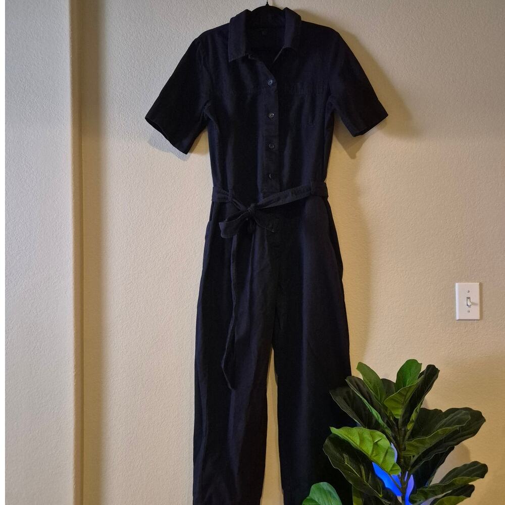 COS Utility Belted Cotton Jumpsuit in Navy Blue Size 10 - Picture 4 of 9